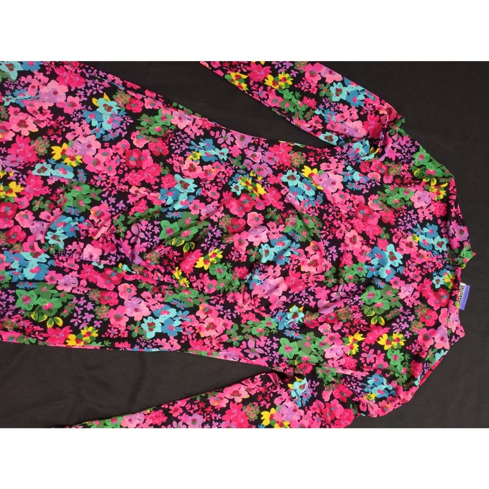 FUTURE COLLECTIVE Floral Long Sleeve Mock Neck XL Dress Kalana Barfield Brown - Picture 11 of 11